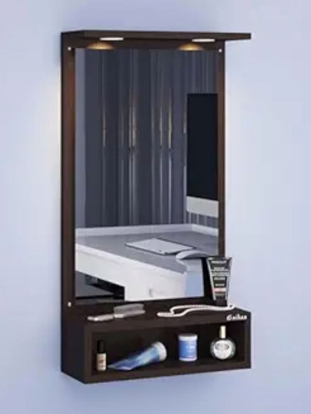 Furniwud Brown Rectangular LED Dressing Wall Mirror-picture-14