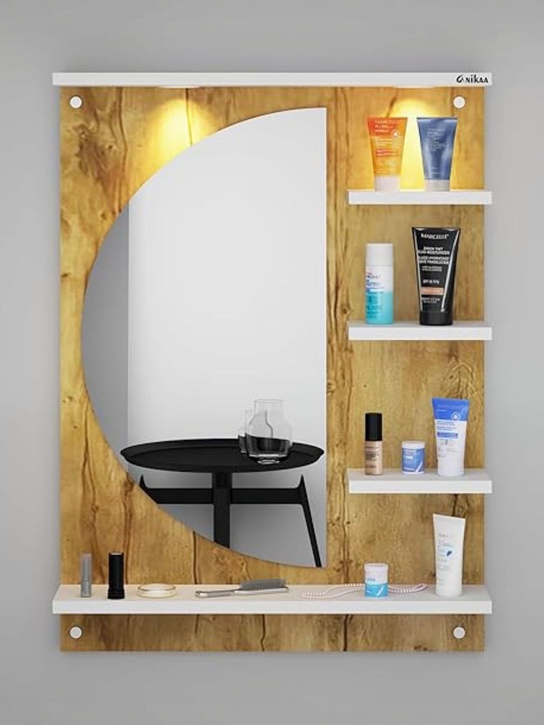 Furniwud Brown LED Rectangular Dressing Wall Mirror-picture-19