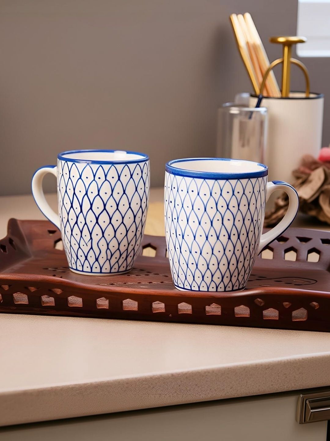 HINDUSTANI SAUDAGAR Multicoloured Handcrafted Solid Ceramic Glossy Mugs Set of Cups and Mugs-picture-20