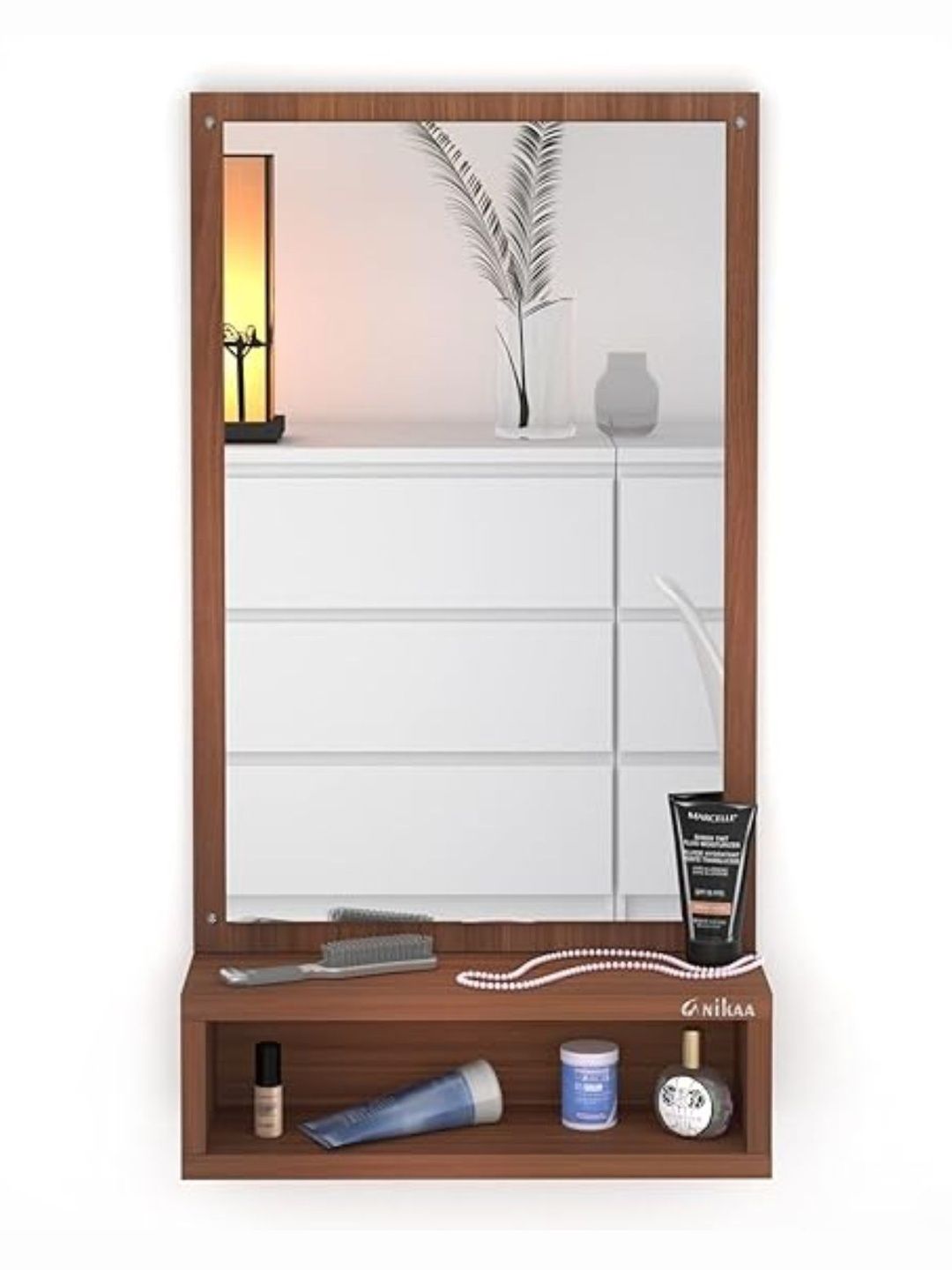Furniwud Brown Dressing Rectangular Wall Mirror-picture-55