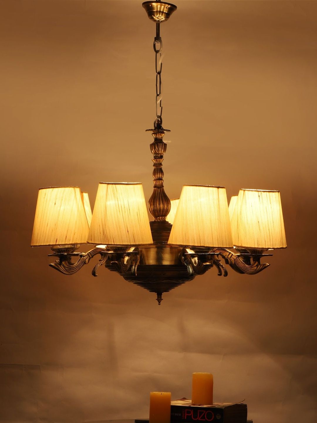 Aura Off White & Bronze-Toned Traditional Ceiling Lamp-image-40