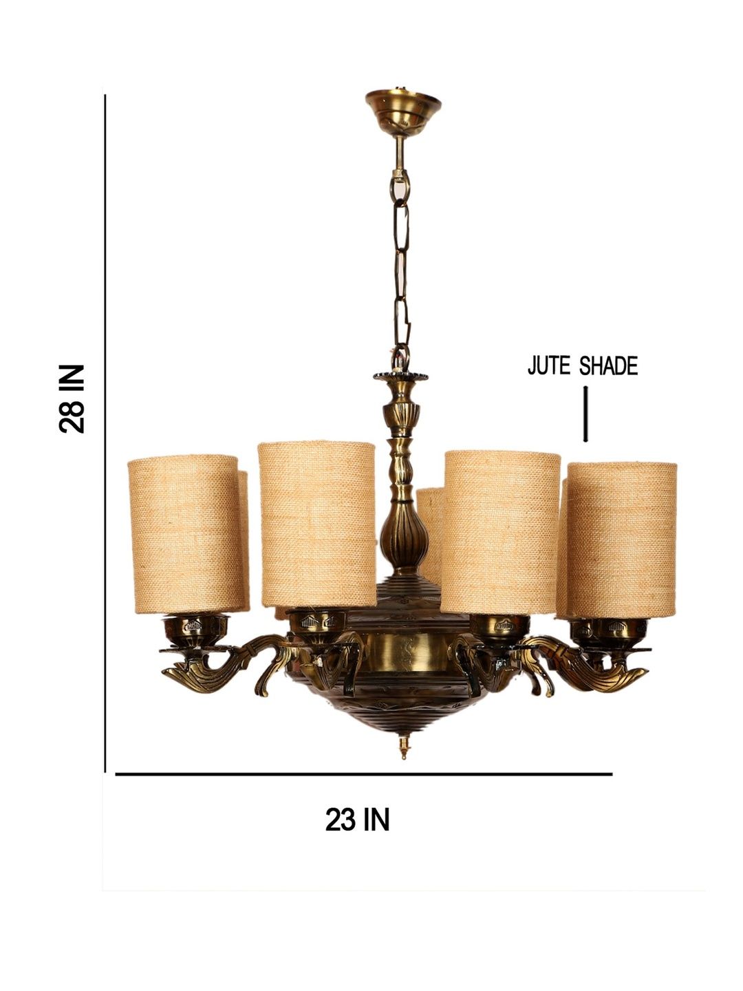 Aura Beige & Bronze-Toned Textured Traditional Ceiling Lamp-image-10
