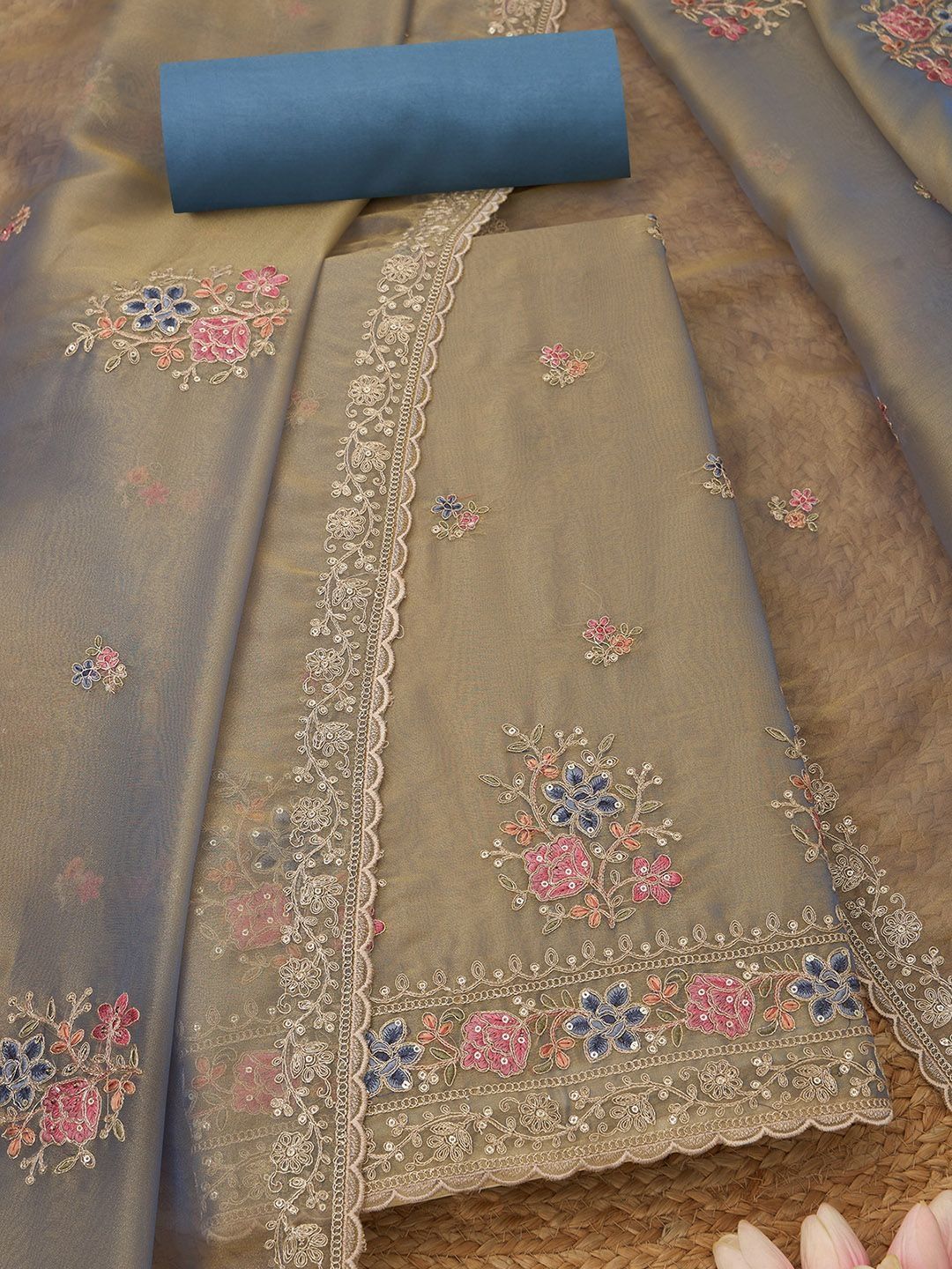 Soch Embroidered Organza Unstitched Dress Material-image-44