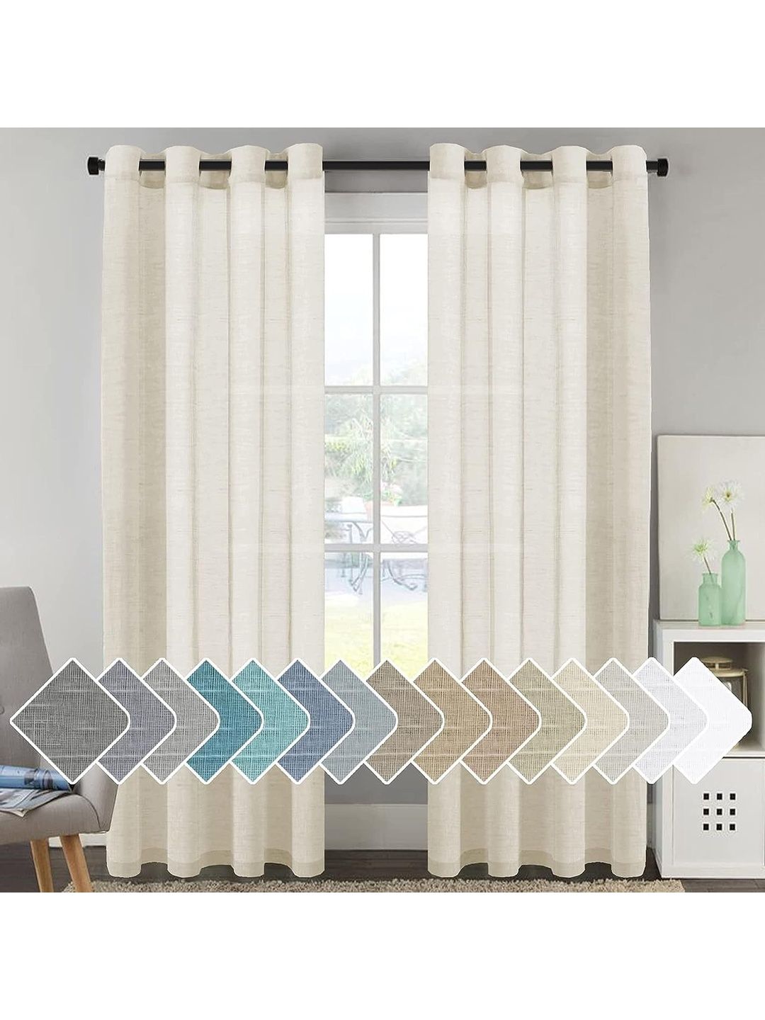 B' Decorlish Cream-Coloured Sheer Long Door Curtain-picture-11