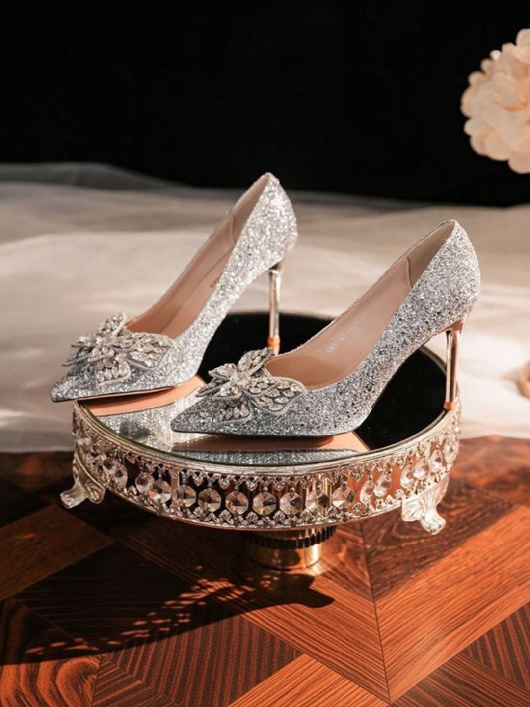 Ozzaro Textured Suede Party Stiletto Pumps