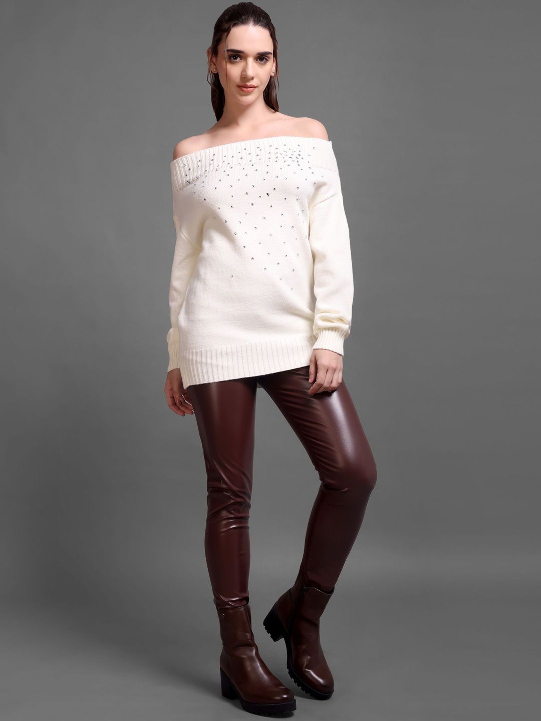 iki chic Women Woollen Pullover with Embellished Detail-picture-22