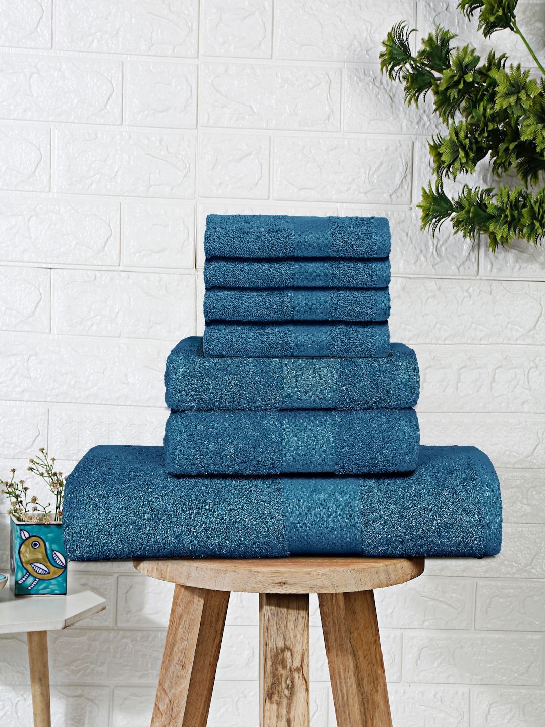 Mulberry Living Blue Terry Cotton 550 GSM Towel Set-image-37