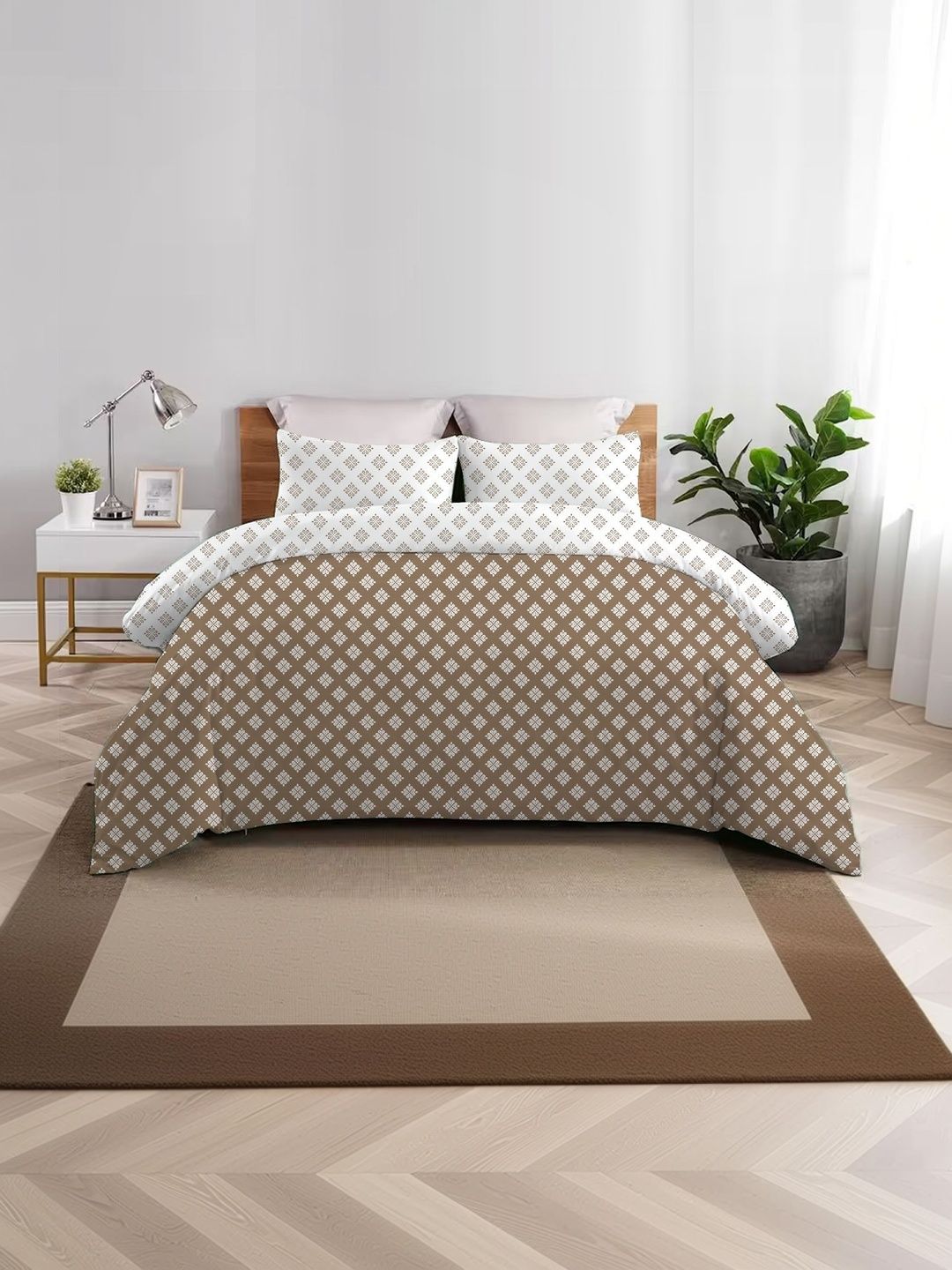 Sleeping Owls Brown & Brown Geometric Heavy Winter 400 GSM Comforter-image-32