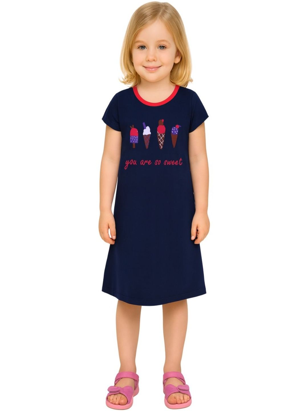 Inhika Girls Printed Pure Cotton Nightdress-picture-35