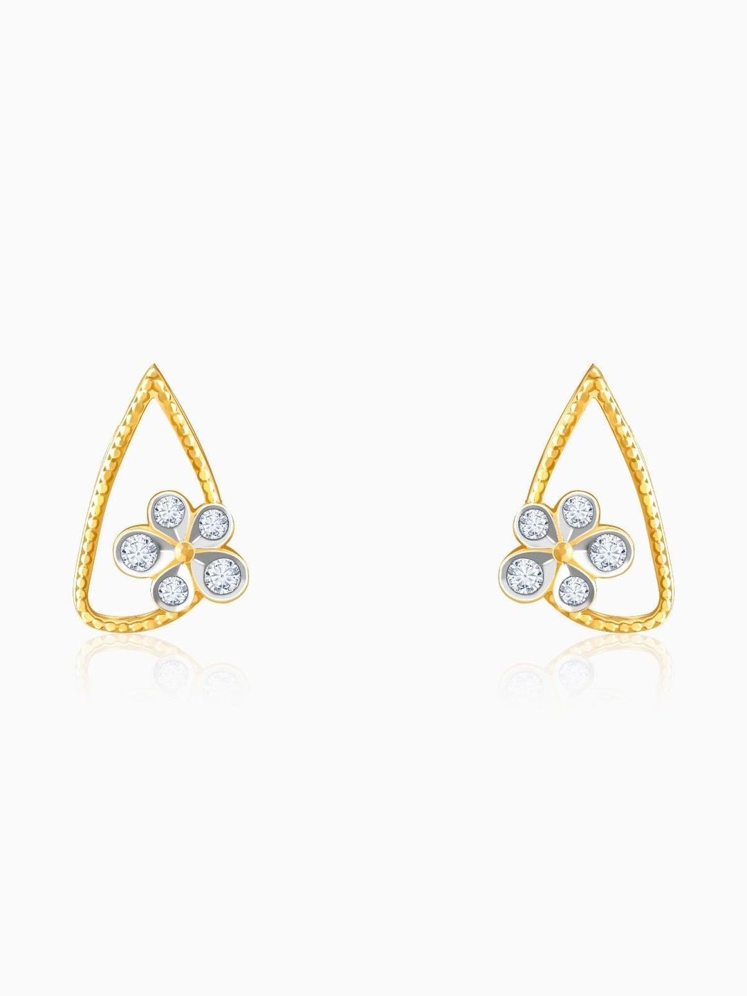 GIVA 9Kt Gold Floral Bloom BIS Hallmarked Diamond Studded Earrings - 1.61 g-image-37