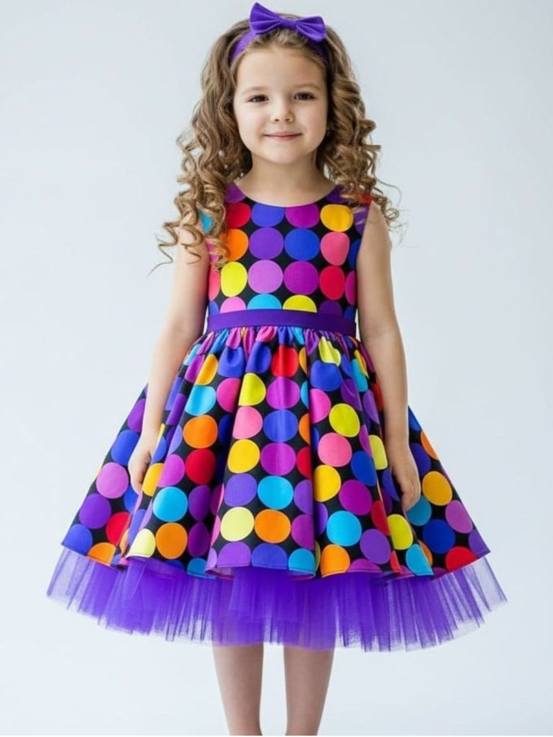 Sangria Girls Printed Cotton Round Neck Fit & Flare Knee Length Dress-picture-21