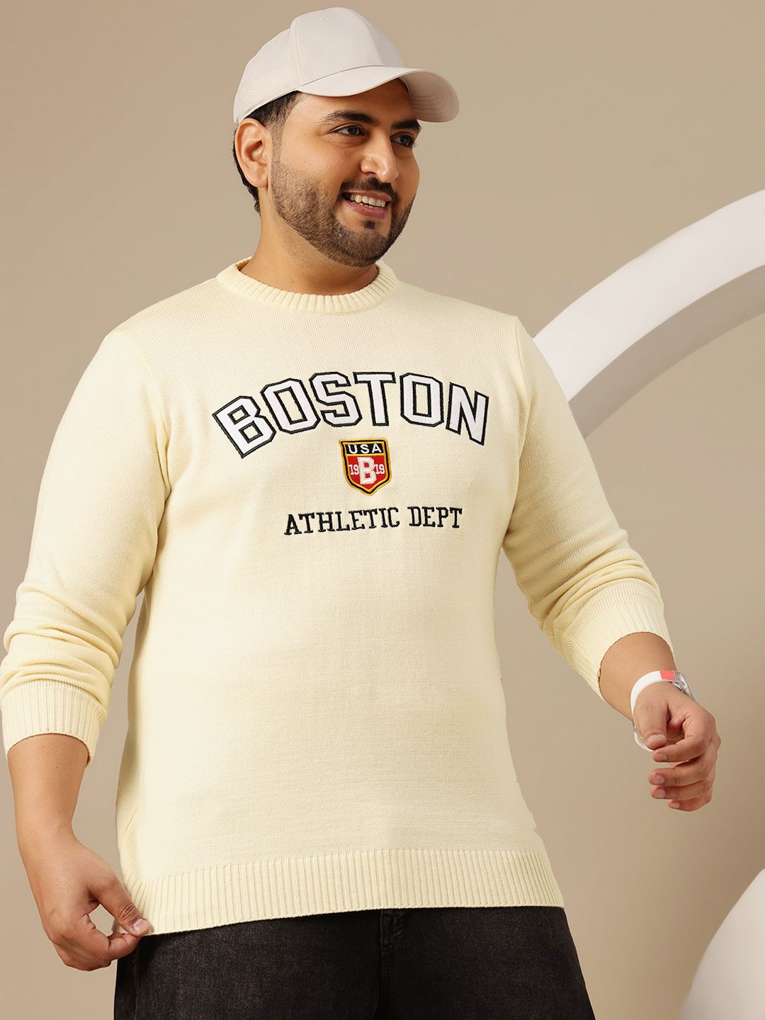 Sztori Plus Size Acrylic Typography Embroidered Pullover-picture-40