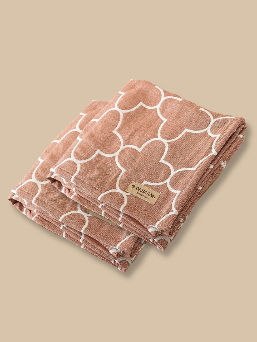 DEBAANS Rust & White 2 Piece Printed Other 270 GSM Towel Set-image-9