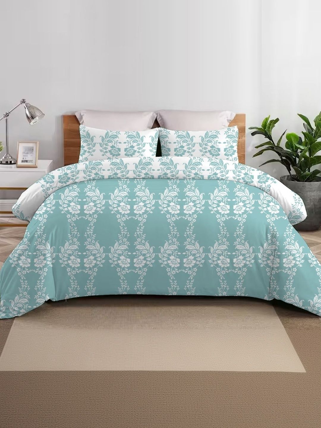 Sleeping Owls Blue & Turquoise Blue Floral Heavy Winter 400 GSM Comforter-picture-41