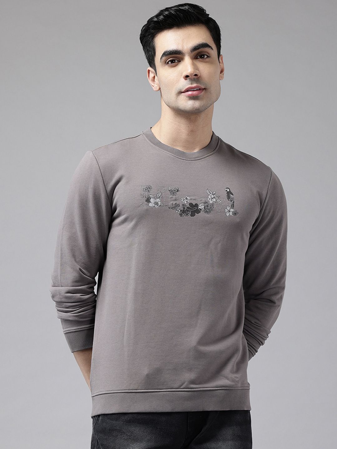 Van Heusen Floral Self Design Pullover Sweatshirt