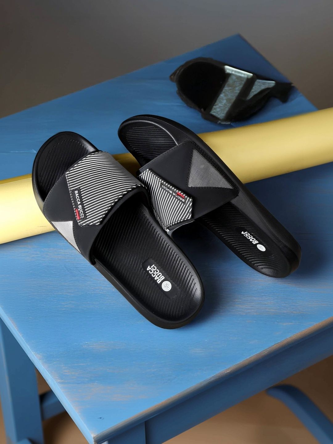 bacca bucci Men Striped Sliders-picture-40