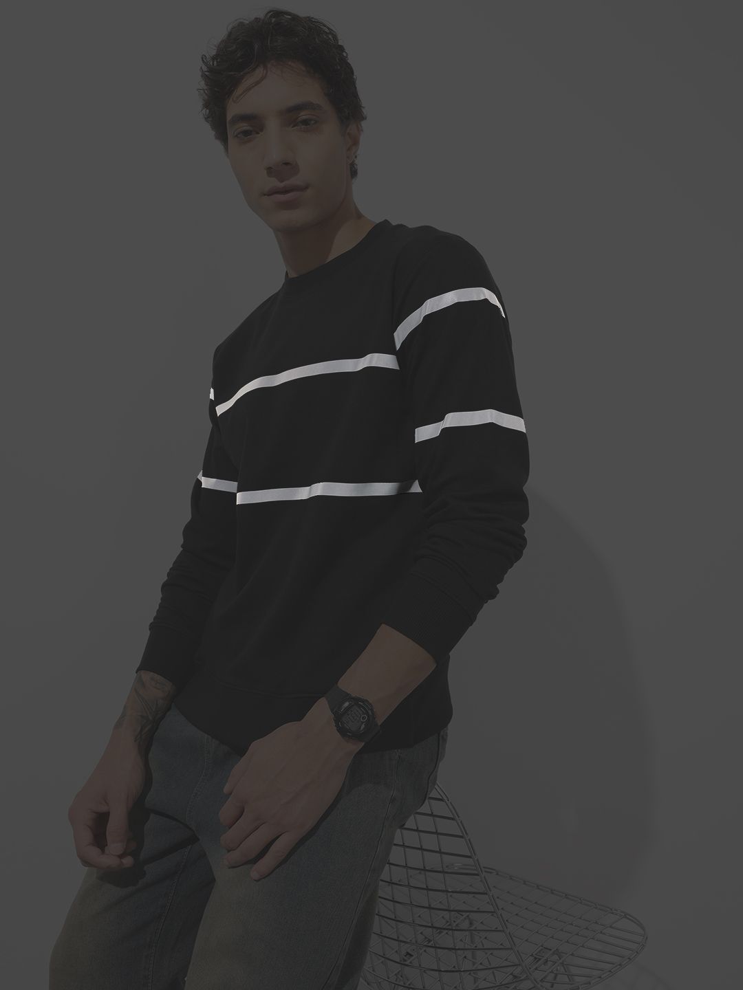 The Roadster Life Co. Reflective Striped Knitted Sweatshirt-image-47