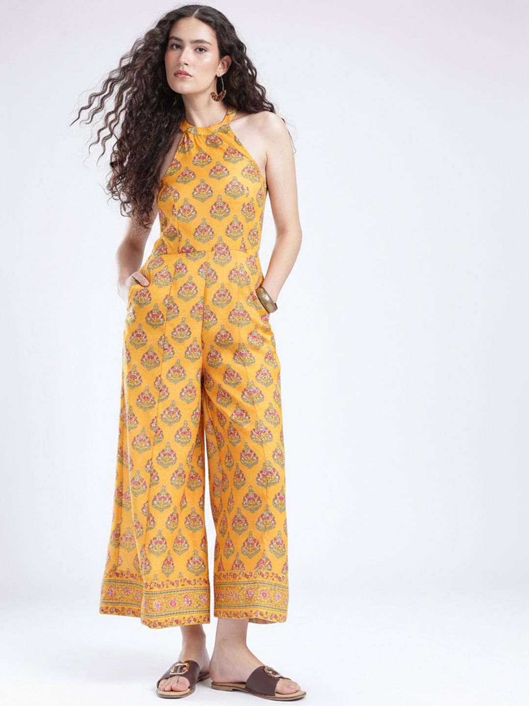 fusion by glitchez Halter Neck Floral Printed Basic Jumpsuit-picture-30