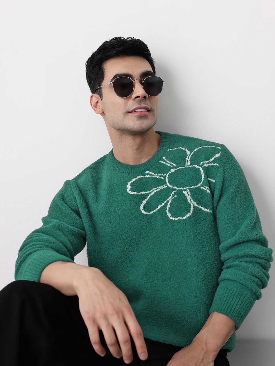 Mast & Harbour Floral Self Design Pullover Sweaters-picture-31