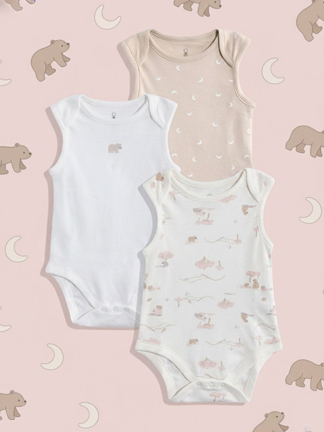 mothercare Infants Pack Of 3 Printed Pure Cotton Bodysuit