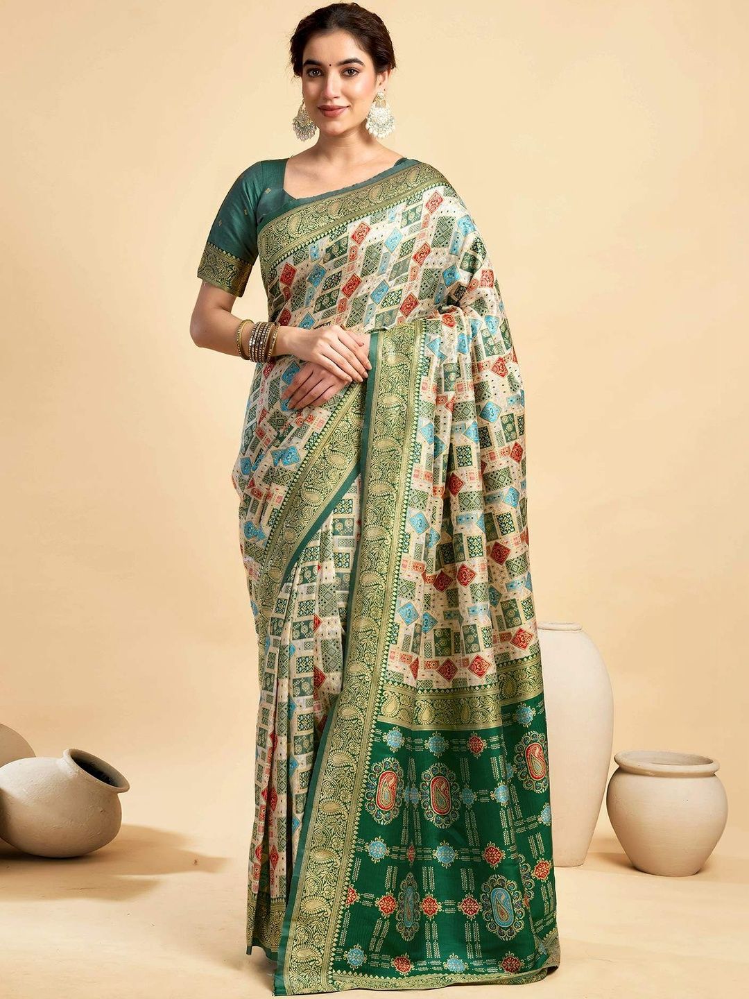 Kumarika Bandhani Zari Art Silk Banarasi Saree-picture-36
