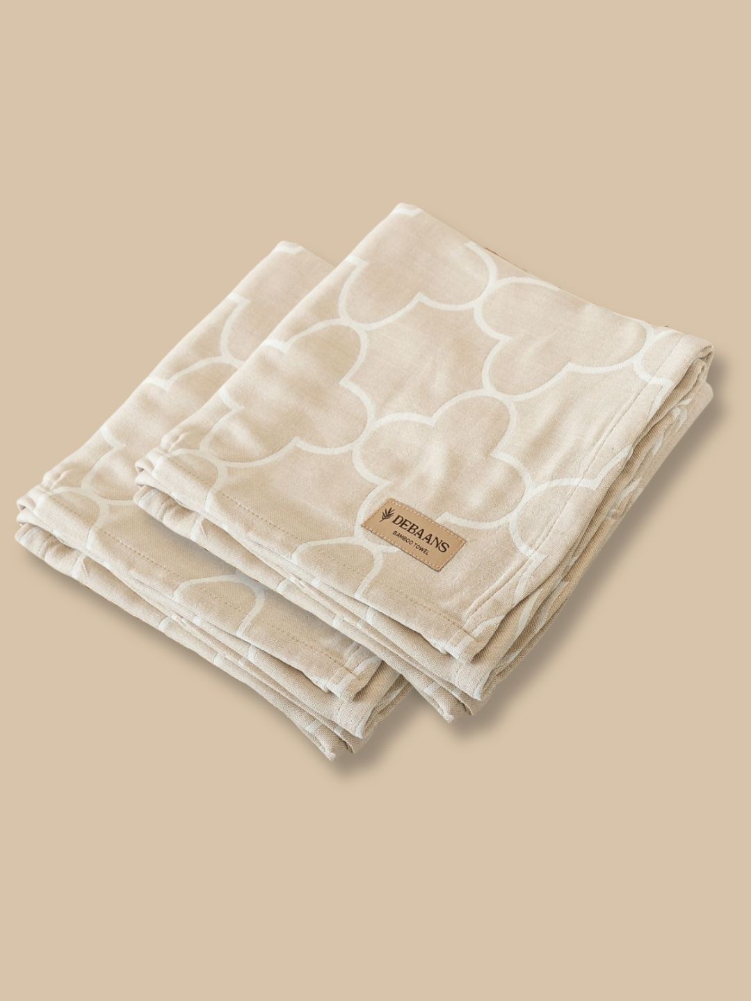 DEBAANS Beige & White 2 Piece Printed Other 270 GSM Towel Set-image-39