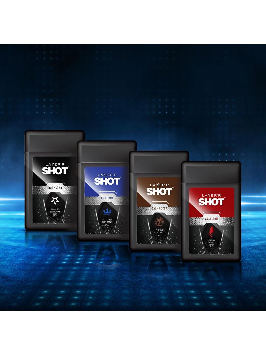 LAYER'R SHOT Men Set Of 4 Rockstar- Dark Coca- Emperor- Stallion Body Mist- 18 ml Each-picture-18