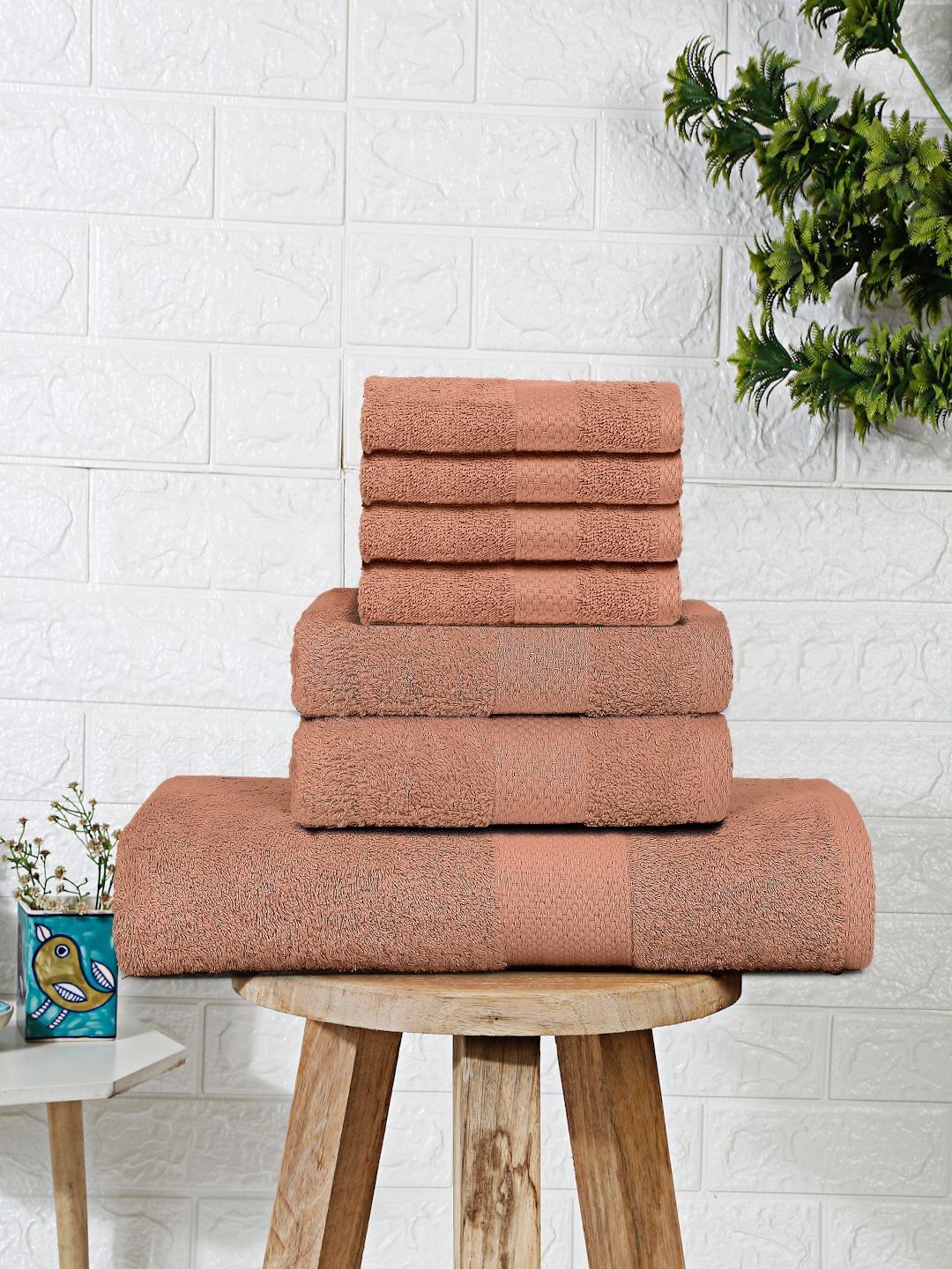 Mulberry Living Peach-Coloured Terry Cotton 550 GSM Towel Set-image-36
