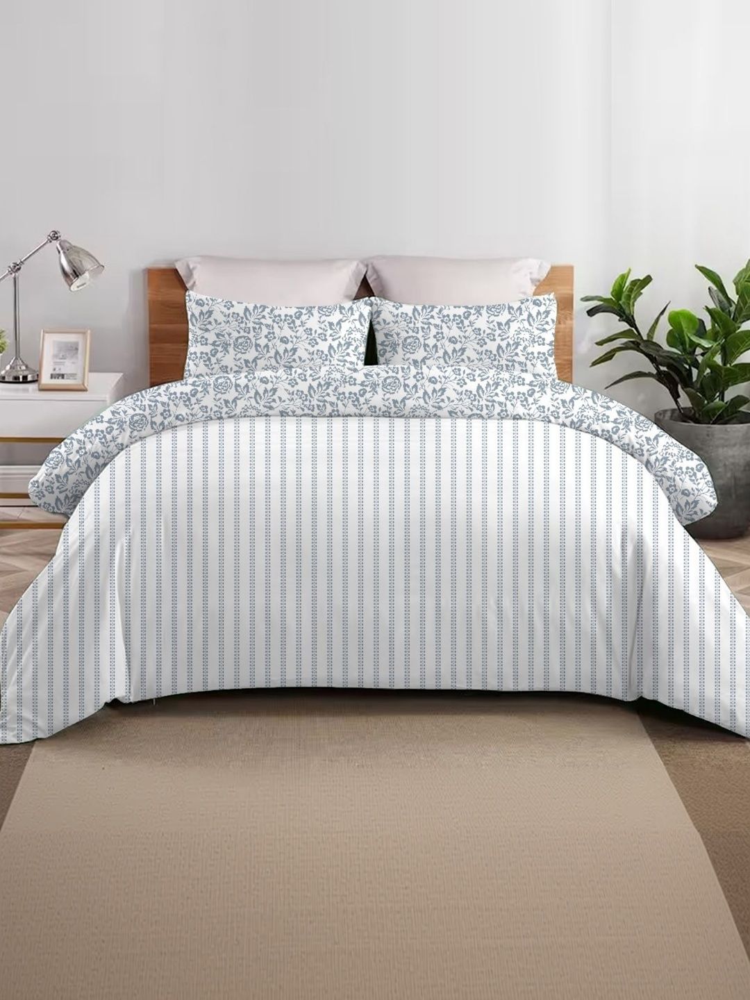 Sleeping Owls Blue Floral Heavy Winter 400 GSM Comforter-picture-35