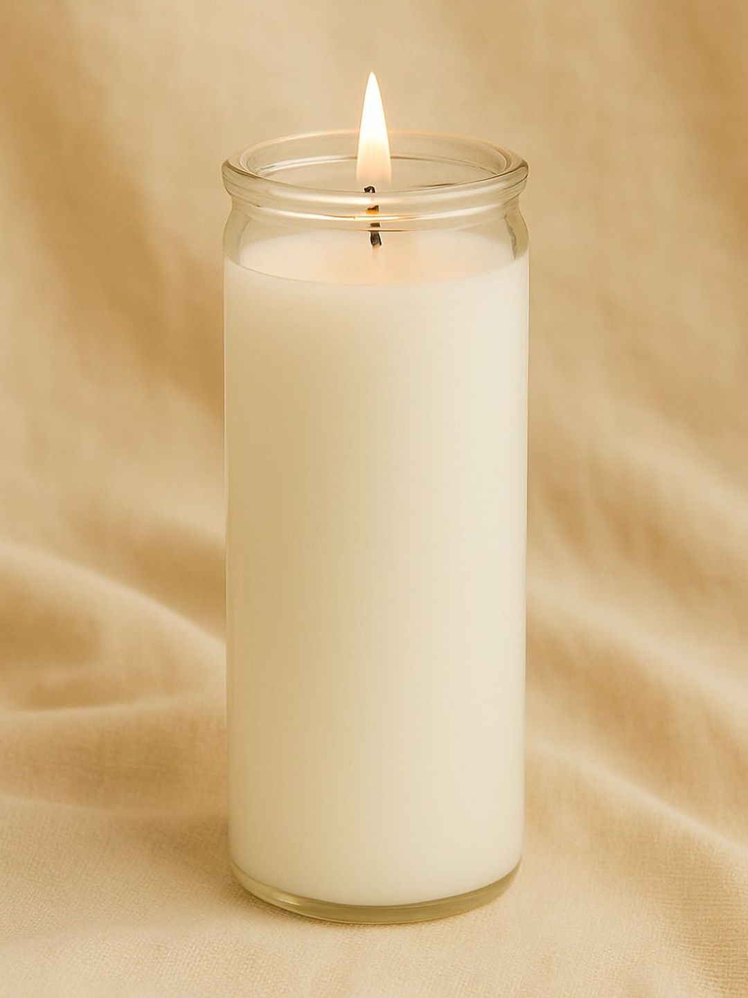 LIGHT JEWELS White & White Unscented Glass Pillar Candle-picture-37