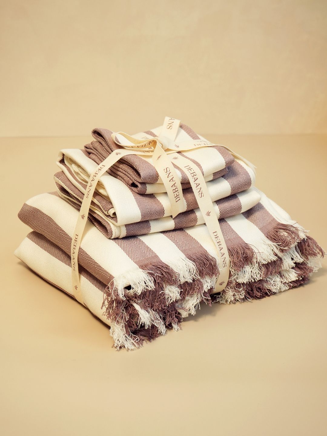 DEBAANS Purple & White Striped Other 250 GSM Towel Set-image-11