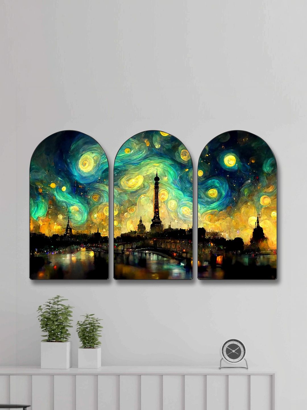 Myntra Elegant Homes Green & Yellow Set of 3 Piece MDF Other Wall Paintings-picture-32