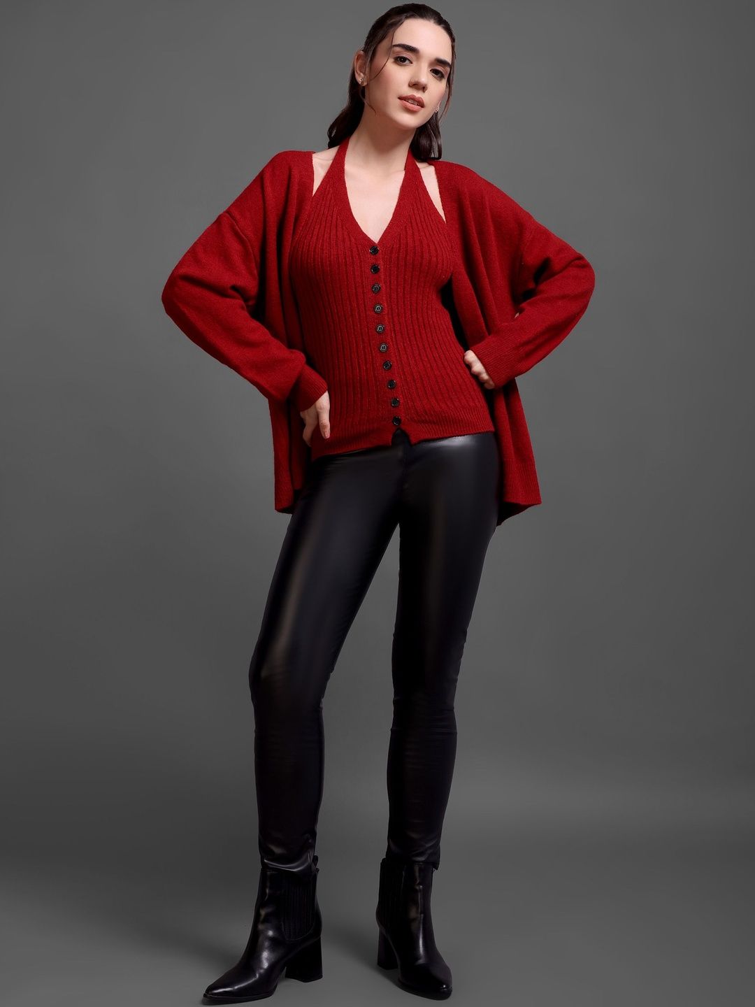 iki chic Women Ribbed Woollen Cardigan-picture-31