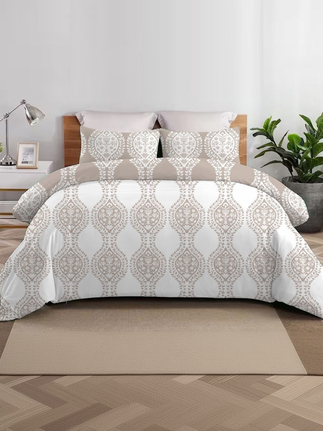 Sleeping Owls Mauve & White Ethnic Motifs Heavy Winter 400 GSM Comforter-picture-18