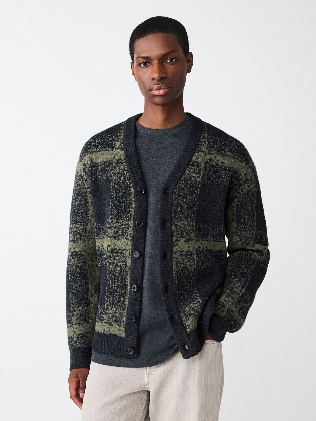 NEXT Abstract Self Design V-Neck Relaxed Fit Cardigan-image-2