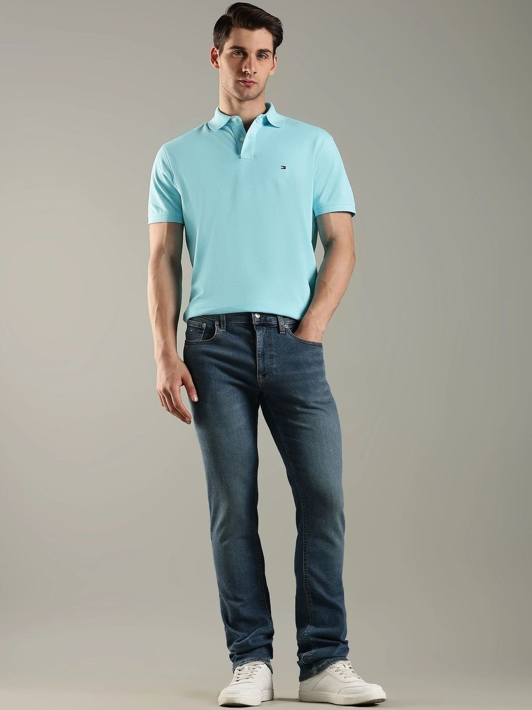 Tommy Hilfiger Men Regular Fit Mid-Rise Light Fade Jeans-picture-55