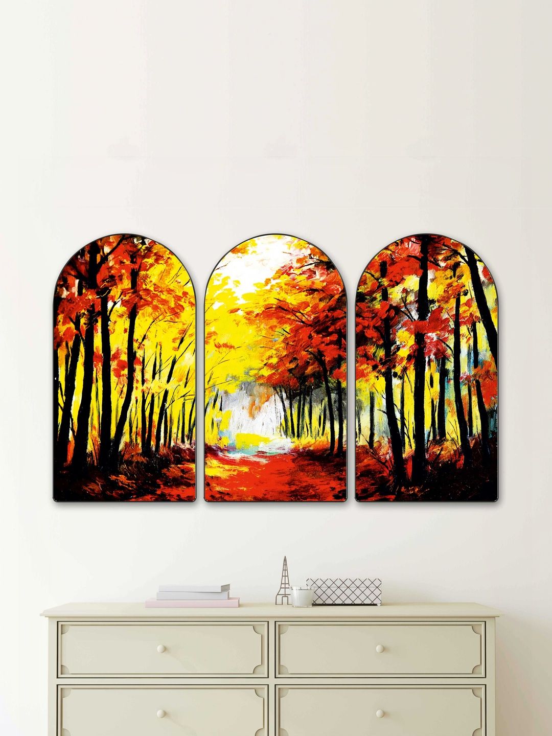 Myntra Elegant Homes Yellow & Red Set of 3 Piece MDF Other Wall Paintings-picture-29