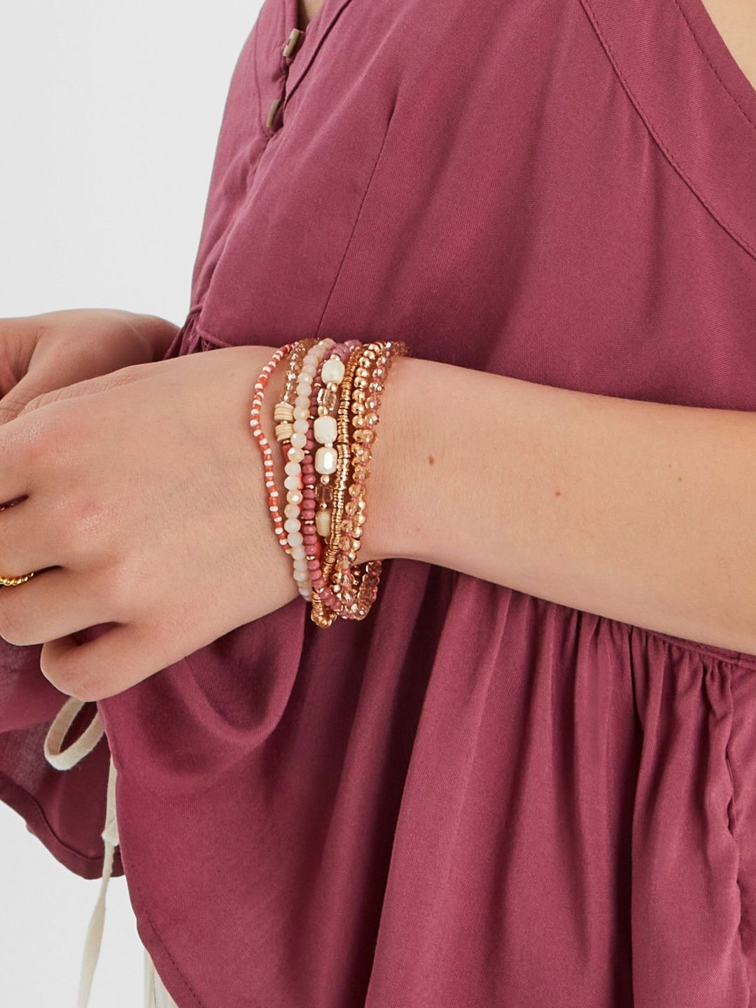 Accessorize Women Set Of 8 Mix Bead Stretch Bracelets-image-41