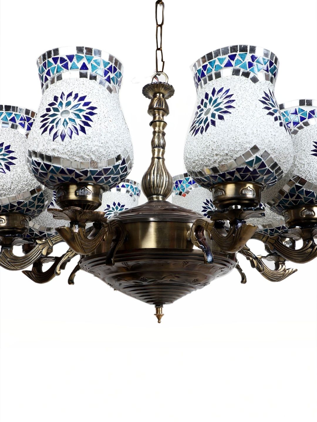 Aura White & Bronze-Toned Textured Ceiling Lamp-picture-46