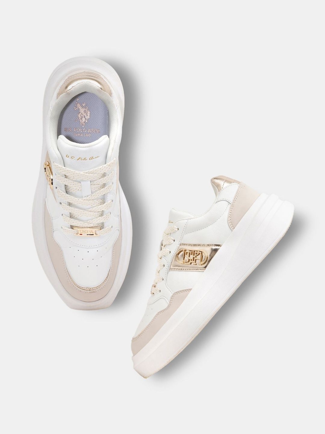 U.S. Polo Assn. Women Colourblocked PU Sneakers-picture-11