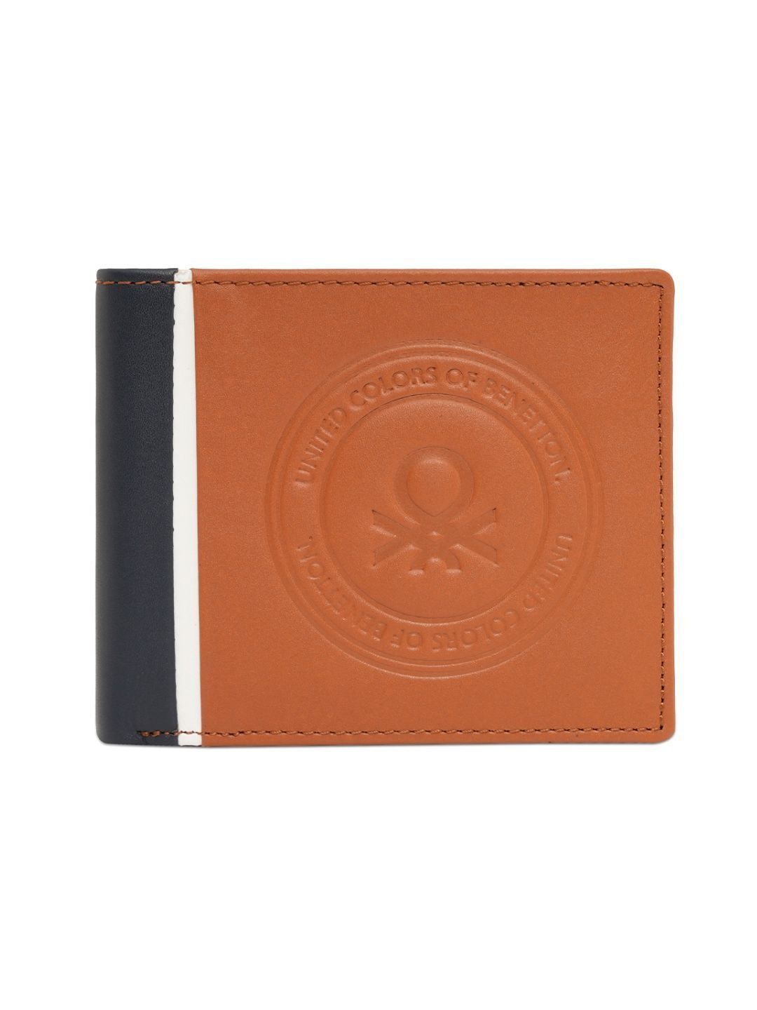 United Colors of Benetton Men Colourblocked Leather Two Fold Wallet