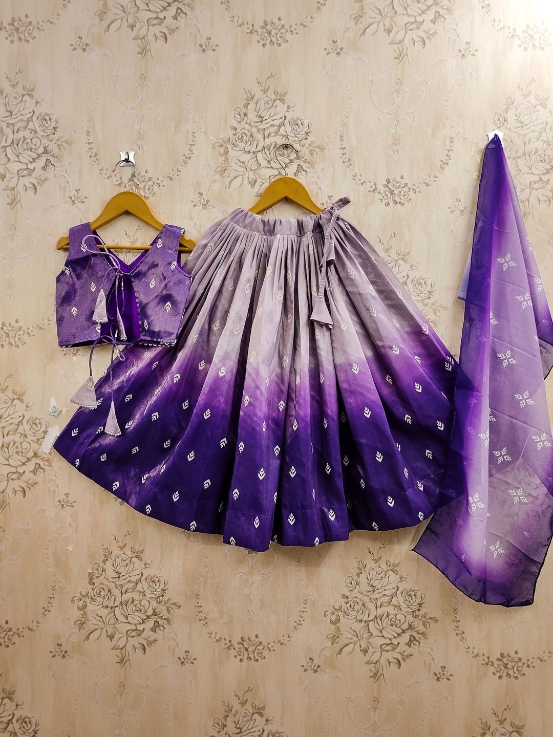 Sangria Girls Ombre Printed Lehenga Choli Set With Dupatta-picture-15