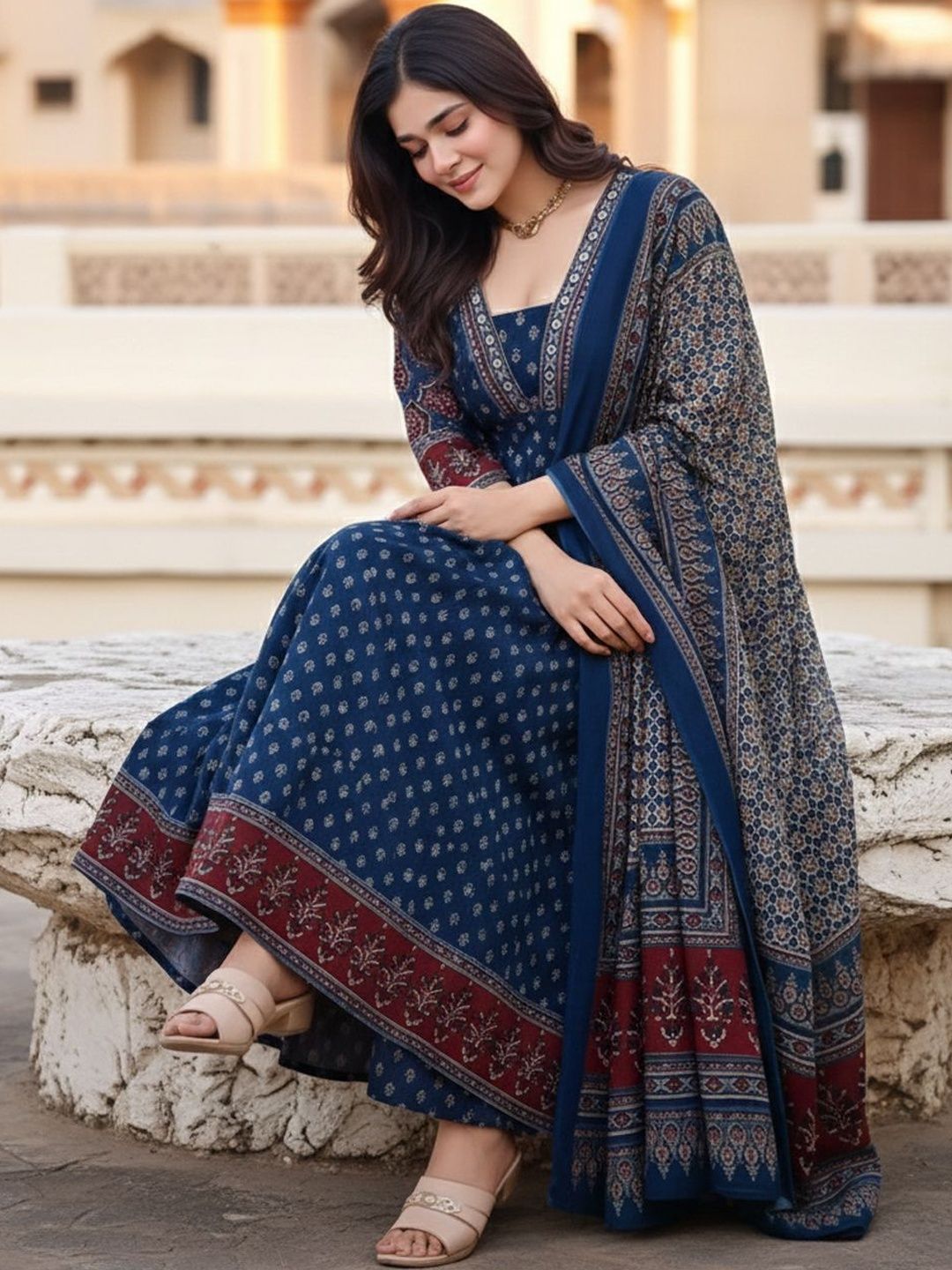 SZN Women Ethnic Motifs Printed Regular Kurta with Palazzos & With Dupatta-picture-37