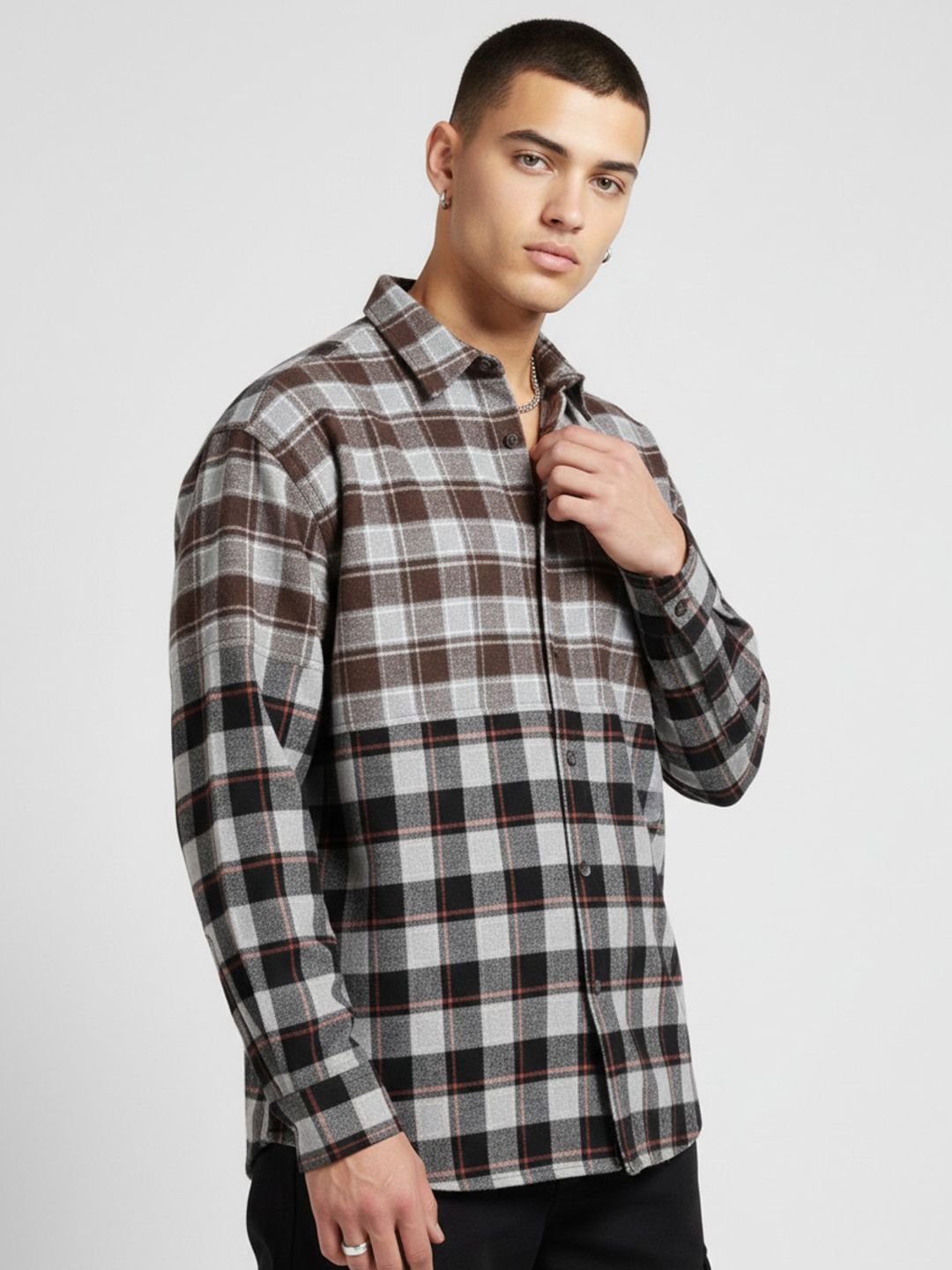 glitchez Men Buffalo Checked Colourblocked Casual Shirt-image-14