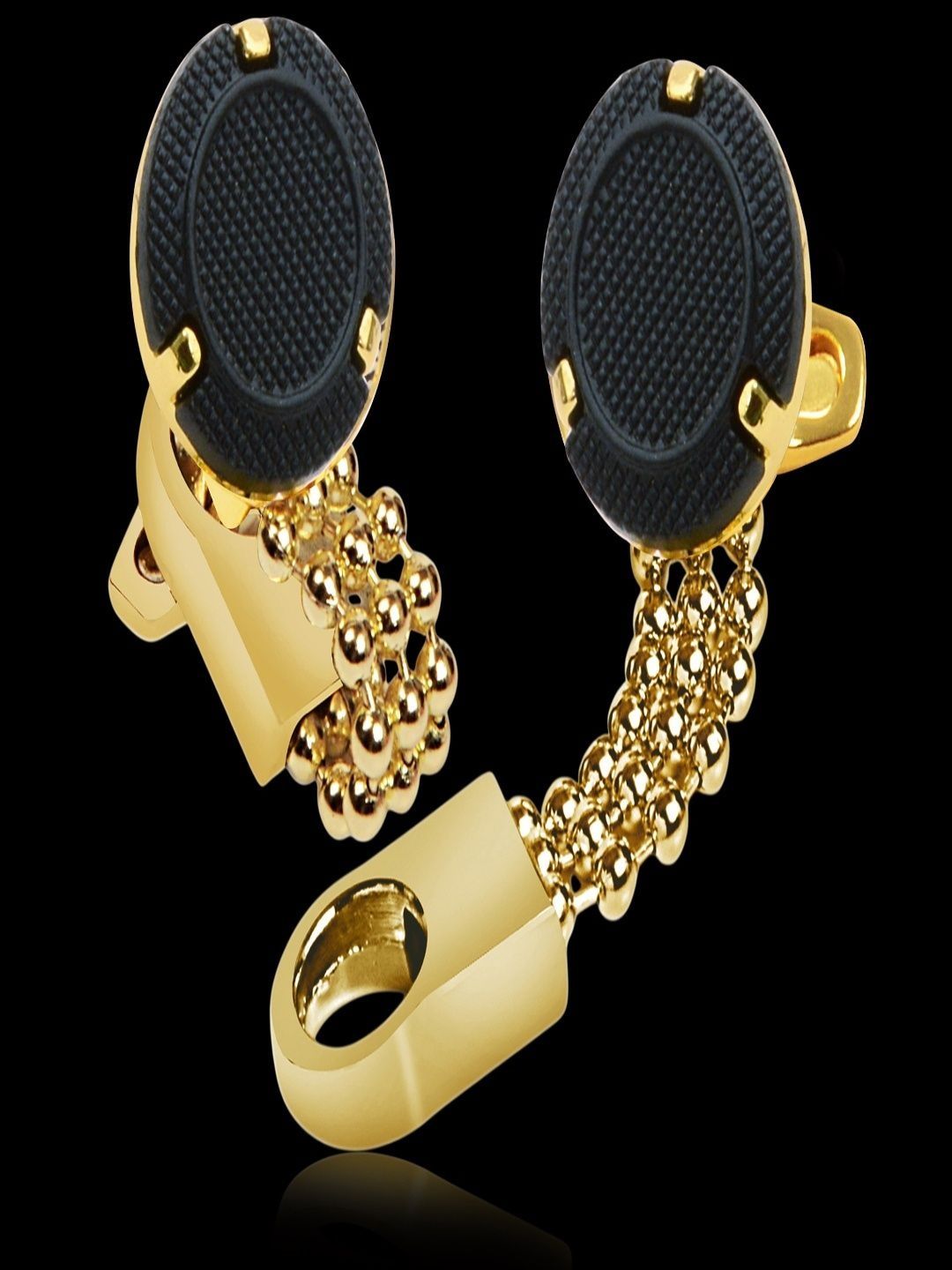 Curren Gold-Plated Contemporary Textured Chain Knot Cufflinks-picture-10