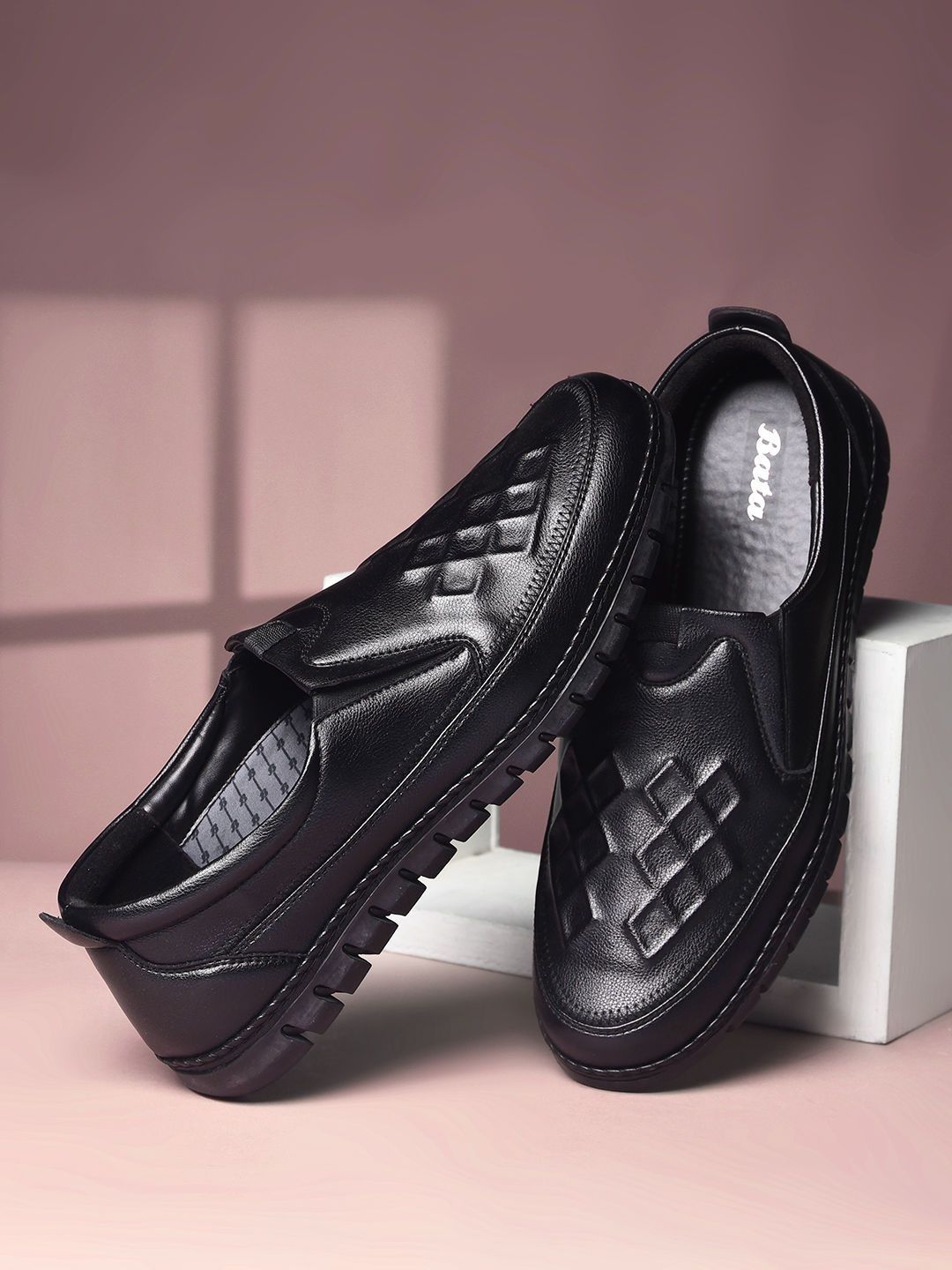 Bata Men Textured Slip-On Formal Shoes-picture-33