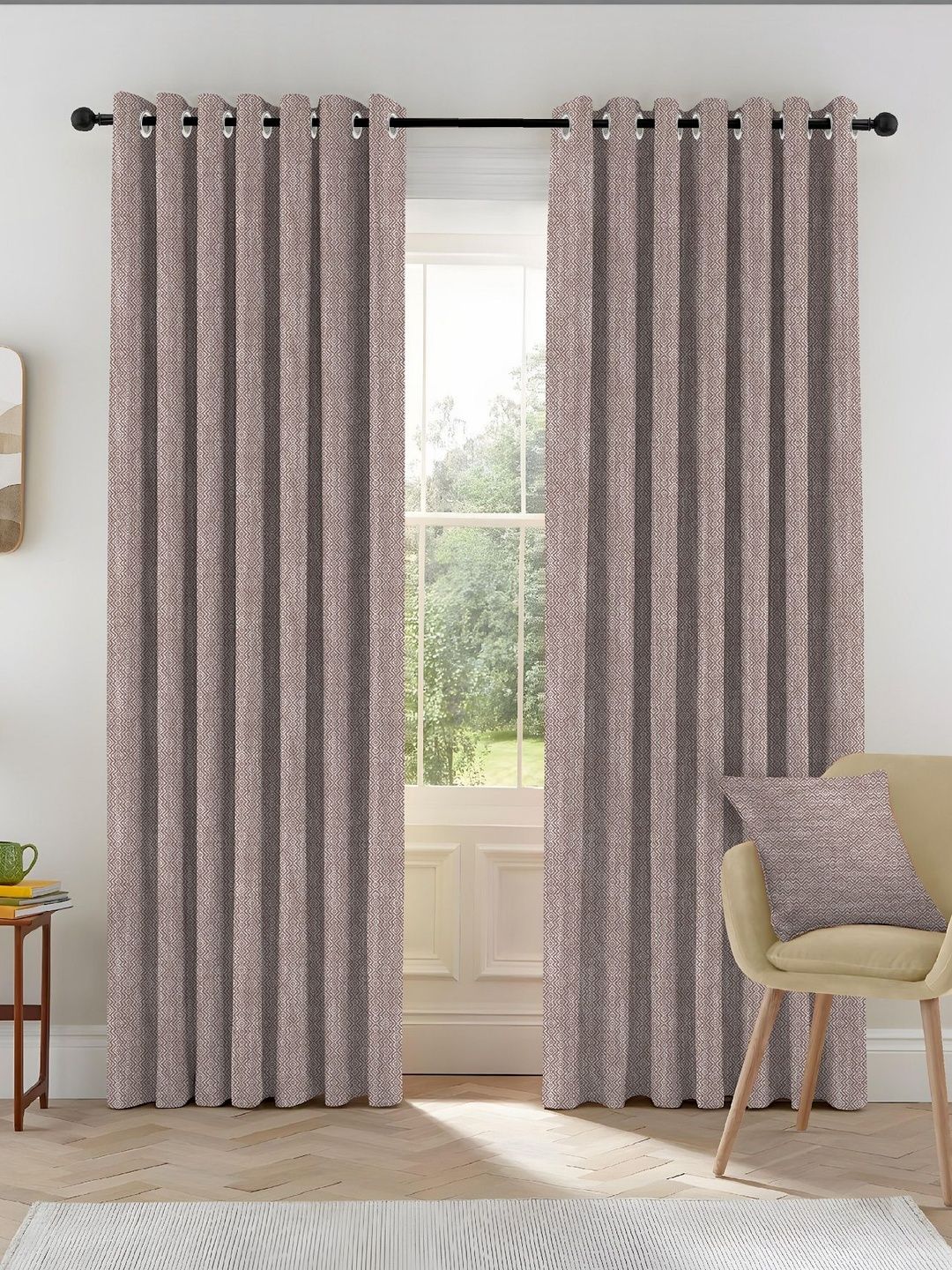 Nefertiti Home Silver-Toned Set of 2 Black Out Long Door Curtain-image-13