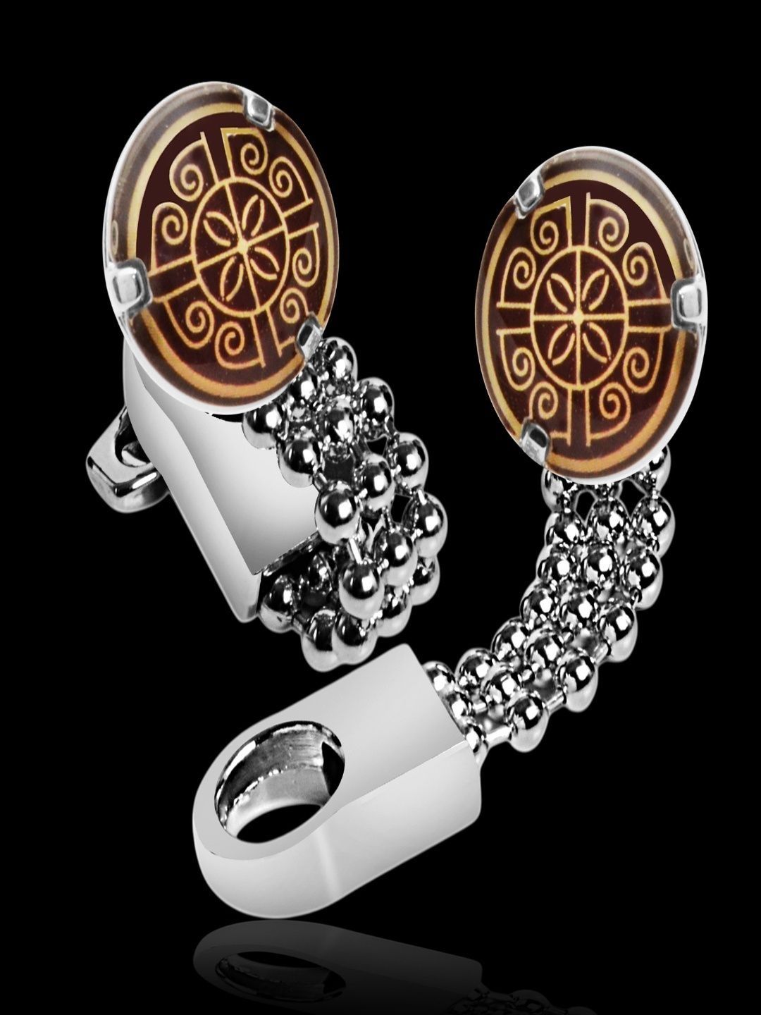 Curren Silver-Plated Contemporary Textured Chain Knot Cufflinks-picture-19