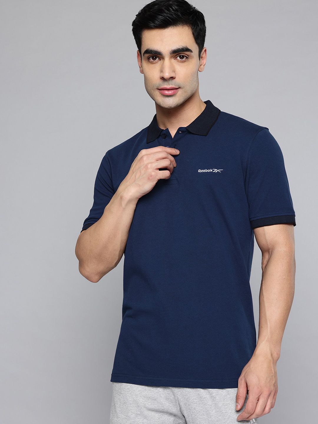 Reebok Brand Logo Printed Polo Collar Pure Cotton T-shirt-picture-38