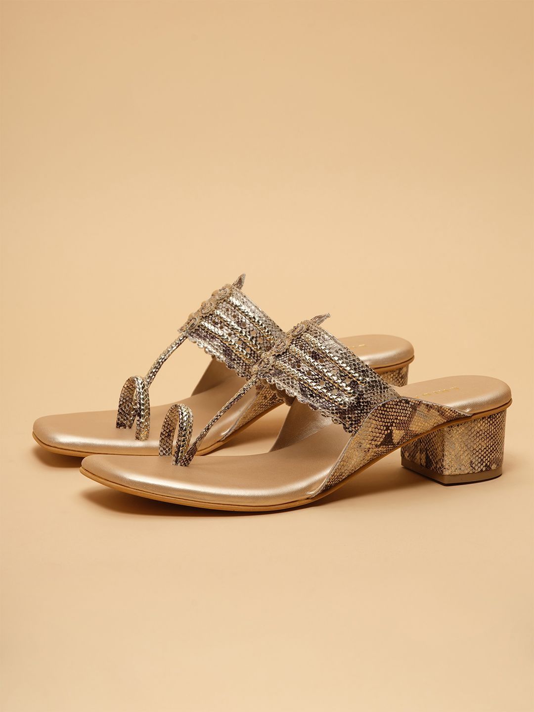 ERIDANI Textured Party Block Sandals-picture-14